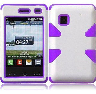 LG 840G ( Tracfone ) Phone Case Accessory White Purple Dual Protection D Dynamic Tuff Extra Stong Cover with Free Gift Aplus Pouch: Cell Phones & Accessories