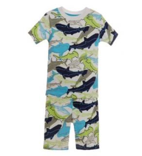 Kitestrings Baby Boys' Infant Shark Print Short Sleep Set White Multi 12M: Infant And Toddler Pajama Sets: Clothing