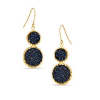 Blue Drusy Double Drop Earrings in 14K Gold   Zales