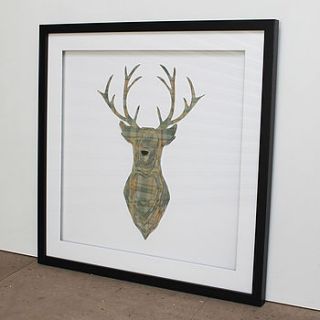 stag in tartan framed artwork by lindsay interiors
