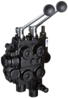 Prince RD522CCEA5A4B1 Directional Control Valve, Monoblock, Cast Iron, 2 Spool, 4 Ways, 3 Positions, Tandem, Pressure Release Detent 1 Position Detent, Spool "Out" Only, Spring Center, Spring Center, Lever Handle, 3000 psi, 25 gpm, In/Out: 3/4&qu