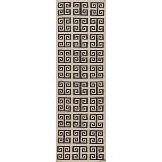 Handmade Flat weave Geometric pattern Gray/ Black Wool Rug (26 X 8)