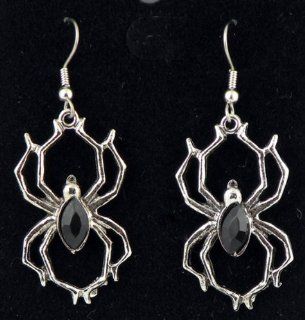 Black Spider Swarovski Earrings Goth Vampire Rockabilly Real Metal Jewelry: Everything Else