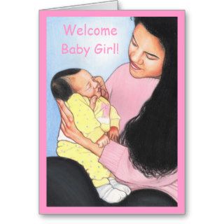 Baby Birth Announcements~Proud Dad~Girl~Ethnic Greeting Card