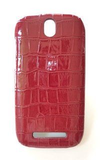 Designer Red Patent Crocodile Leather Phone Cover Back Case For HTC One SV / ST (Boost Mobile, Cricket): Cell Phones & Accessories
