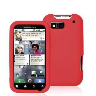 Red Silicone Rubber Gel Soft Skin Case Cover for Motorola Defy MB525: Cell Phones & Accessories
