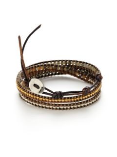 Multi Semi Precious Stone Leather Wrap Bracelet by Chan Luu