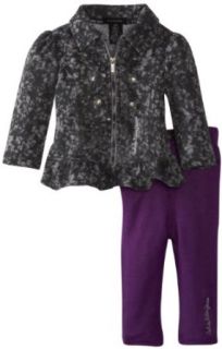 Calvin Klein Baby Girls Infant Jacket With Purple Pant, Gray, 12 Months: Clothing