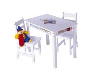 Lipper International 534W Child's Rectangular Table and 2 Chair Set, White   Kids Table And Chairs