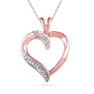 accent heart pendant in 10k rose gold orig $ 129 00 now $ 94 99