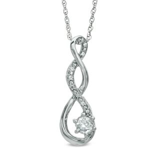 5mm Lab Created White Sapphire and Diamond Accent Twist Pendant in