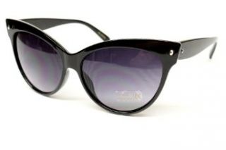 Wm35 vp Cat Eye 80s Classic Sunglasses Womens (1617 Black Dark, smoked): Clothing