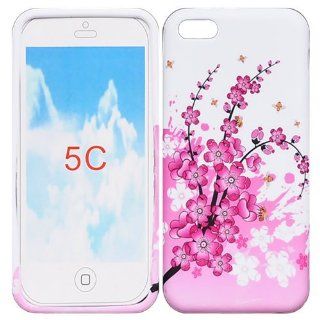 HELPYOU Iphone 5C New Fashion Colorful Flower Butterfly Style TPU Gel Cover Protective Case For Apple iphone 5C (Pattern D): Cell Phones & Accessories