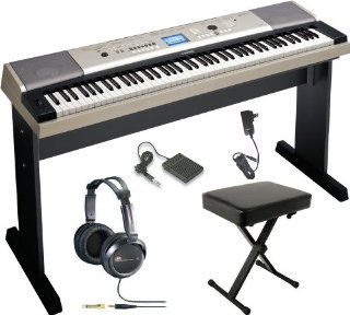Yamaha YPG 535 88 key Portable Grand Graded Action USB Keyboard with Matching Stand and Sustain Pedal + X Style Portable Keyboard Bench and JVC Full Size Stereo Headphones: Musical Instruments