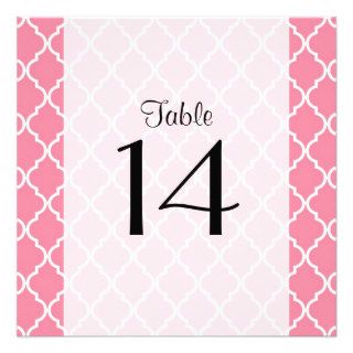 Table Numbers   Moroccan Trellis   Pink White Custom Invites