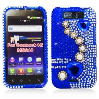 Aimo LGMS840PCLDI537 Dazzling Diamond Bling Case for LG Connect 4G LS840   Retail Packaging   Pearl Blue: Cell Phones & Accessories
