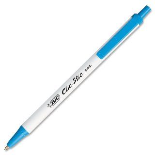 Wholesale CASE of 25   Bic Clic Stic Retractable Ballpoint Pens Clic Stic Pen, Medium Point, Blue Ink/White Barrel : Office Products