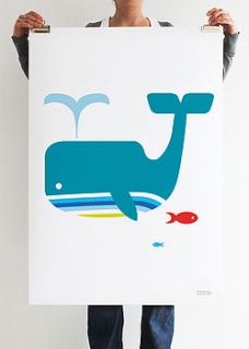 whale and fish art print by showler and showler