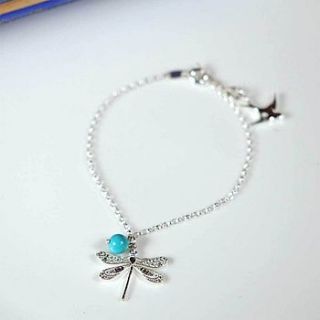 silver and turquoise dragonfly bracelet by victoria jill