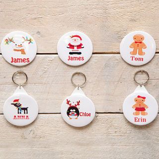 christmas personalised badge or key ring by red berry apple