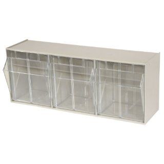 Akro Mils 06703 TiltView Horizontal Plastic Storage System with Three Tilt Out Bins  23 5/8 Inch Wide by 9 7/16 Inch High by 7 7/8 Inch Deep, Stone   Tool Cabinets  