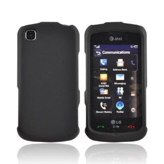 BLACK for LG Encore GT550 Rubberized Hard Case Cover Cell Phones & Accessories