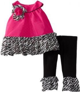Rare Editions Baby Girls Newborn Print Legging Set, Fuchsia/Black, 6 9 Months: Infant And Toddler Pants Clothing Sets: Clothing