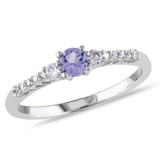 5mm Tanzanite, Lab Created White Sapphire and Diamond Accent Ring in