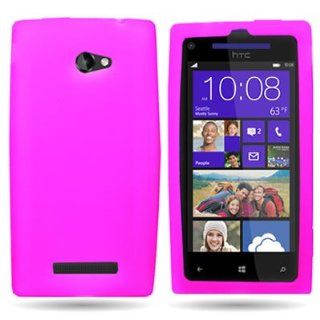 CoverON Soft Silicone HOT PINK Skin Cover Case for HTC 6990 WINDOWS PHONE 8X ATT / TMOBILE [WCP553]: Cell Phones & Accessories