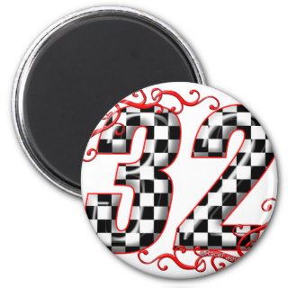32 auto racing number fridge magnet