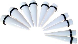 Jumbo Ear gauging taper ear stretching set. Large white acrylic 10 piece Sizes 1/2", 9/16", 5/8", 11/16", 13/16": Body Piercing Tapers: Jewelry