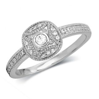 CT. T.W. Diamond Vintage Style Promise Ring in 10K White Gold