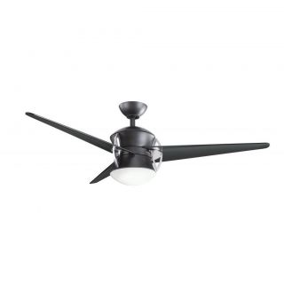 Contemporary Satin Black Ceiling Fan With Light Kit