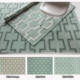 Mandara Handmade Abstract Pattern Flat weave Wool/ Cotton Area Rug (7 X 10)
