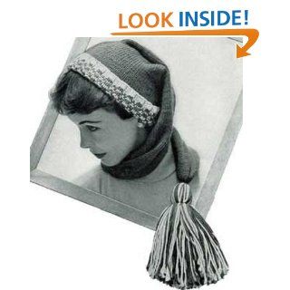 KNITTED WRAP AROUND STOCKING CAP SCARF with LARGE TASSEL POM POM   A Vintage Downloadable Knitting Pattern for the KINDLE Wireless eBook Reader! (downloadteen yarn craft winter accessories pom pom eBook: Northern Lights Vintage: Kindle Store