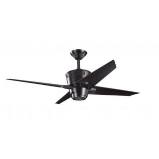 Contemporary Satin Black Ceiling Fan And Light Kit