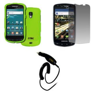 EMPIRE Samsung Galaxy S Aviator R930 Rubberized Case Cover (Neon Green) + Invisible Screen Protector + Car Charger [EMPIRE Packaging]: Cell Phones & Accessories