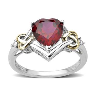 0mm Heart Shaped Lab Created Ruby and Diamond Accent Love Knot Ring