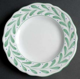 Fortebraccio Willow Salad Plate, Fine China Dinnerware   Green Leaves,Trim&Verge