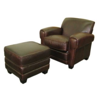 Hokku Designs Paris Classic Leather Chair and Ottoman