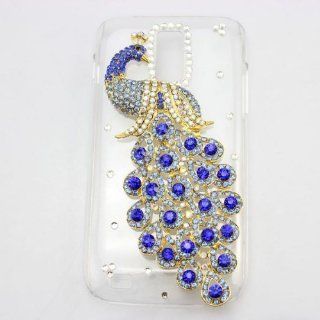 piaopiao bling 3D clear case peacock diamond hard cover for Samsung Galaxy S2 T989 T Mobile (dark blue): Cell Phones & Accessories