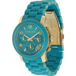 Michael Kors Turquoise Silicone & Gold Tone Chronograph Women Dial MK Watch: Watches