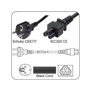 PowerFig PFCEE7/7.75C579 Power Cord Schuko CEE7/7 Male Plug to IEC60320 C5 Female 2 Meter ~ 6 Feet 2.5a/250v: Home Improvement