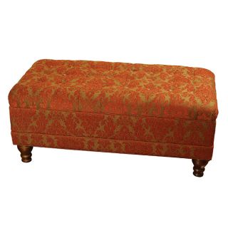 Red Tufted Chenille Storage Bench