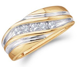 Mens Diamond Wedding Band 14k Yellow Gold Engagement Ring (1/4 Carat): Jewel Tie: Jewelry
