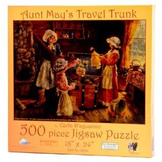Aunt May's Travel Trunk 500pc Jigsaw Puzzle by Carla d'Agueno: Toys & Games
