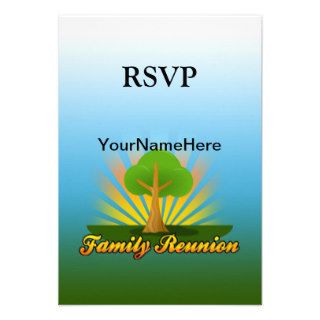 Custom Family Reunion, Green Tree with Sun Rays Invitations