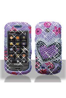 Samsung A597 Eternity II Full Diamond Graphic Case   Purple Love: Cell Phones & Accessories