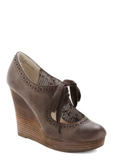 While You Wait Wedge in Cocoa  Mod Retro Vintage Heels