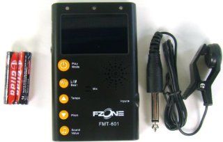 Fzone FMT 601 Tuner/Metronome in Black with Clip on Microphone Pick up: Musical Instruments